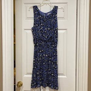 Loft dress with cinched waist. Purple and black